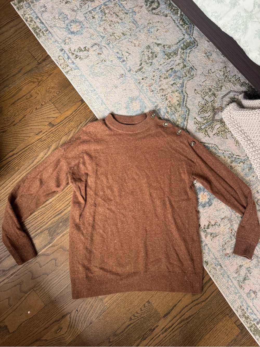 J.Crew Women’s Button-Shoulder Crewneck Sweater in Camel Brown
